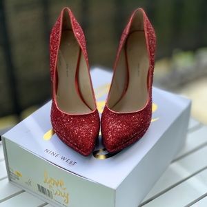 Red Sparkly Nine West heels! 7.5